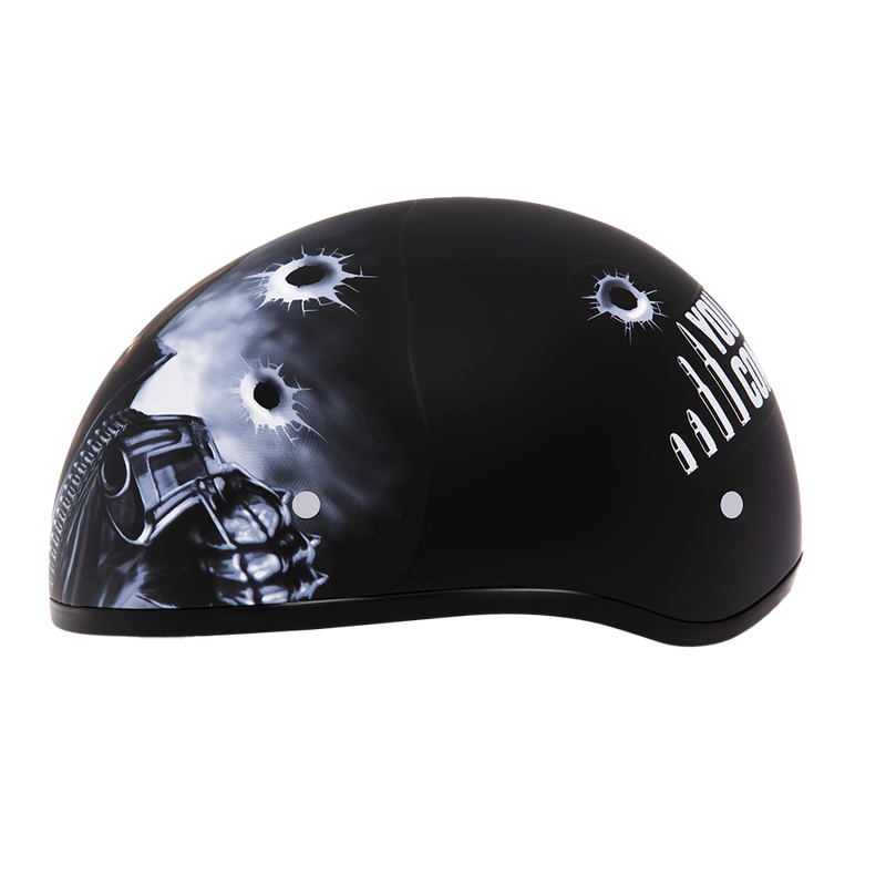 DOT Approved Daytona Motorcycle Half Face Helmet - Skull Cap Graphics for Men & Women, Scooters, ATVs, UTVs & Choppers - W/ Come Get 'Em