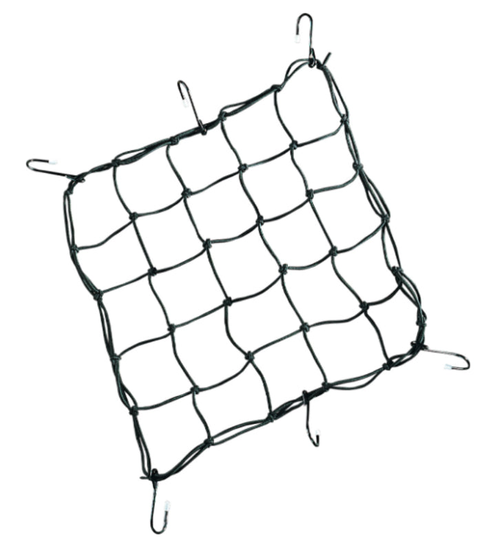 DRAG SPECIALTIES 6 Hook Elastic Cargo Net - Black - 15" x 15"