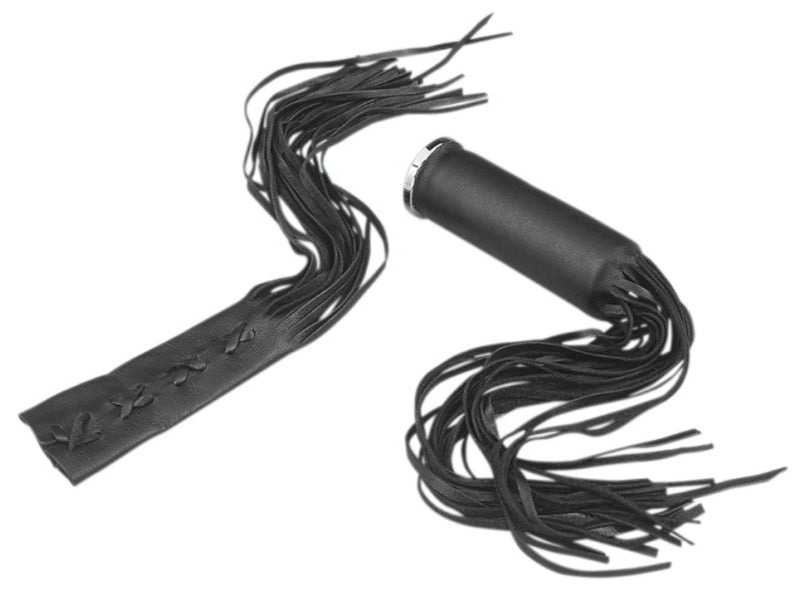 DRAG SPECIALTIES Universal Rubber Grip Covers - Black - 12" Fringed Leather