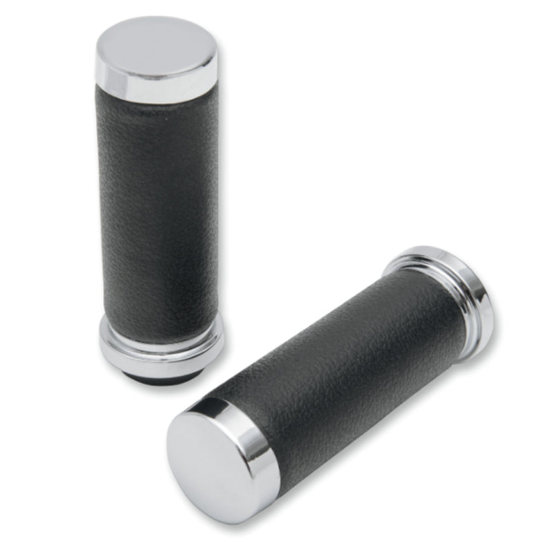 DRAG SPECIALTIES Replacement Rubber Textured Grips - Dual Throttle Cable - Chrome