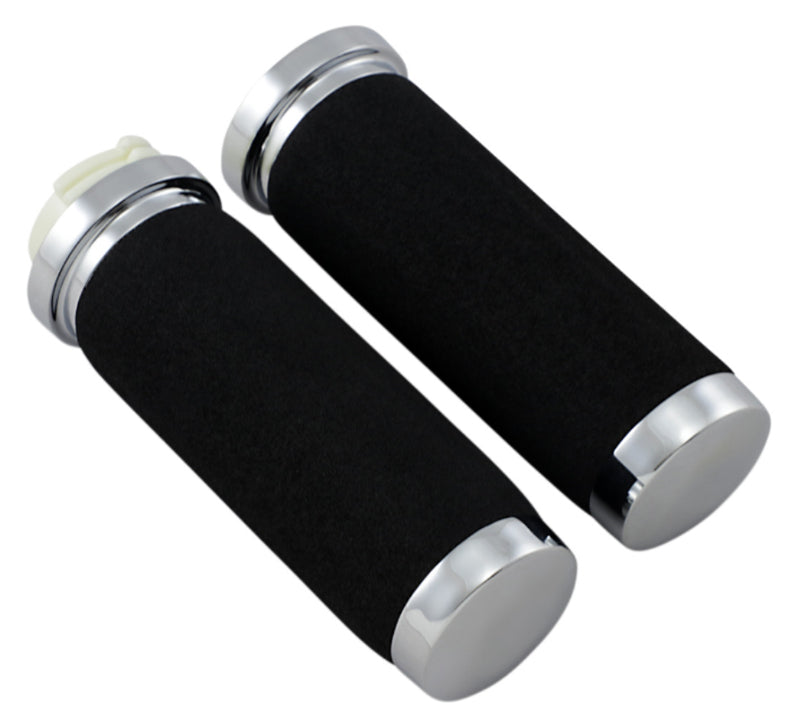 DRAG SPECIALTIES Replacement Sundance Grips with Throttle Boss  - Chrome - Neoprene Foam