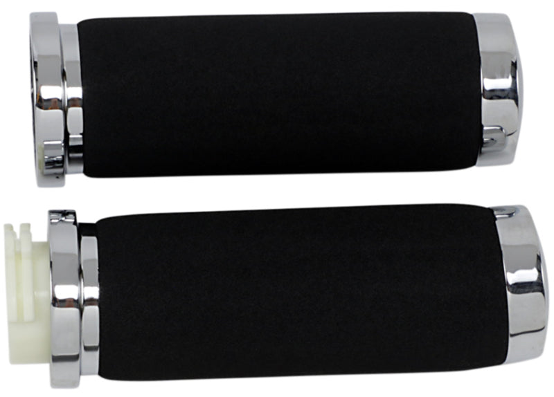DRAG SPECIALTIES Replacement Sundance Grips with Throttle Boss  - Chrome - Neoprene Foam