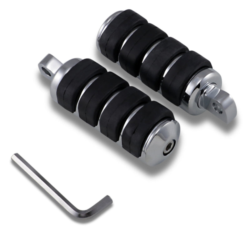 DRAG SPECIALTIES Soft-Ride Large Male Mount Passenger Footpegs - Chrome / Black
