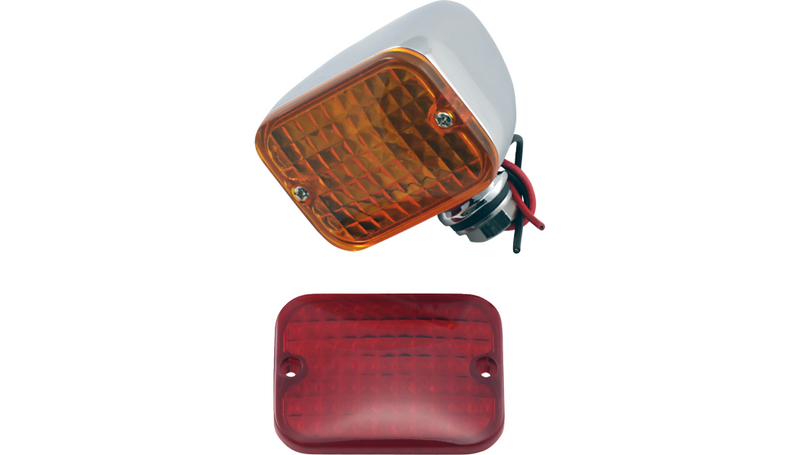 DRAG SPECIALTIES Rectangular Dual Filament Market Light - Chrome - Amber / Red
