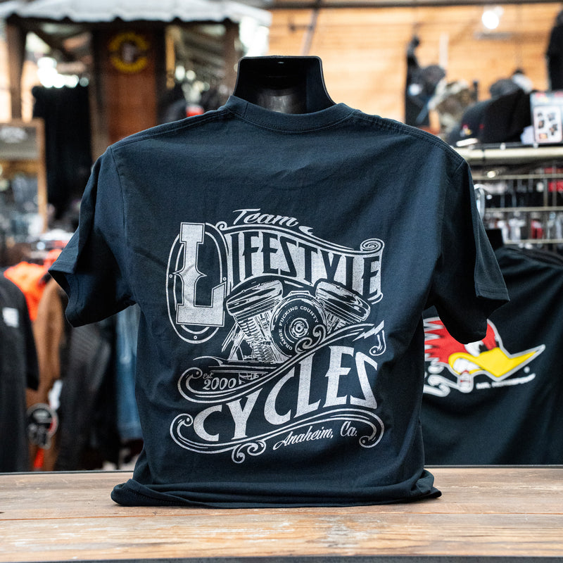 LIFESTYLE CYCLES V-Twin Mens Shirt - Black w/ Silver