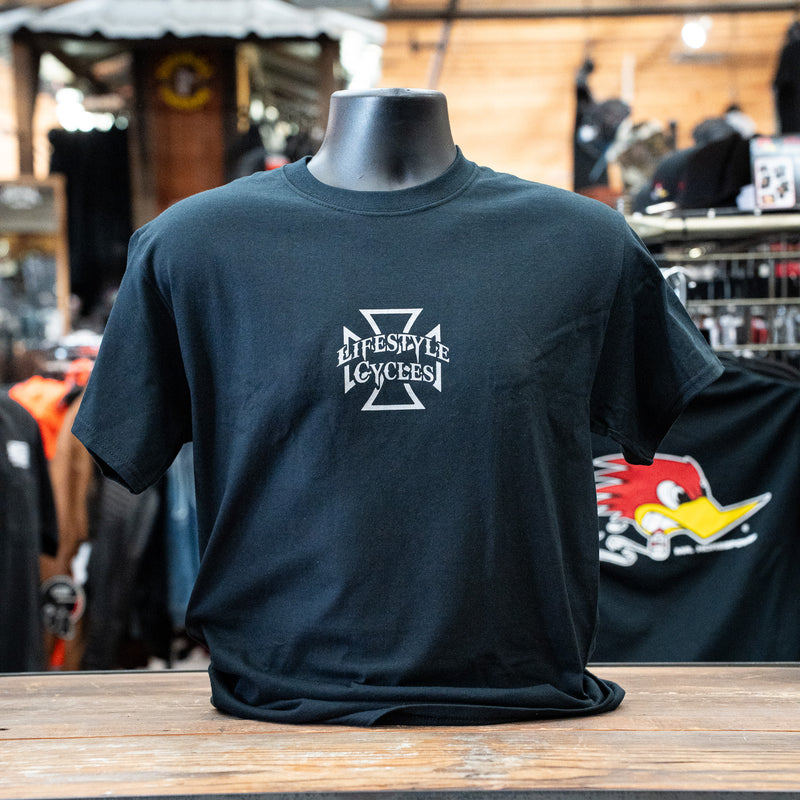 LIFESTYLE CYCLES V-Twin Mens Shirt - Black w/ Silver