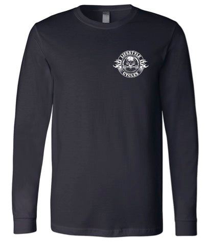 LIFESTYLE CYCLES  flame skull - mens long sleeve