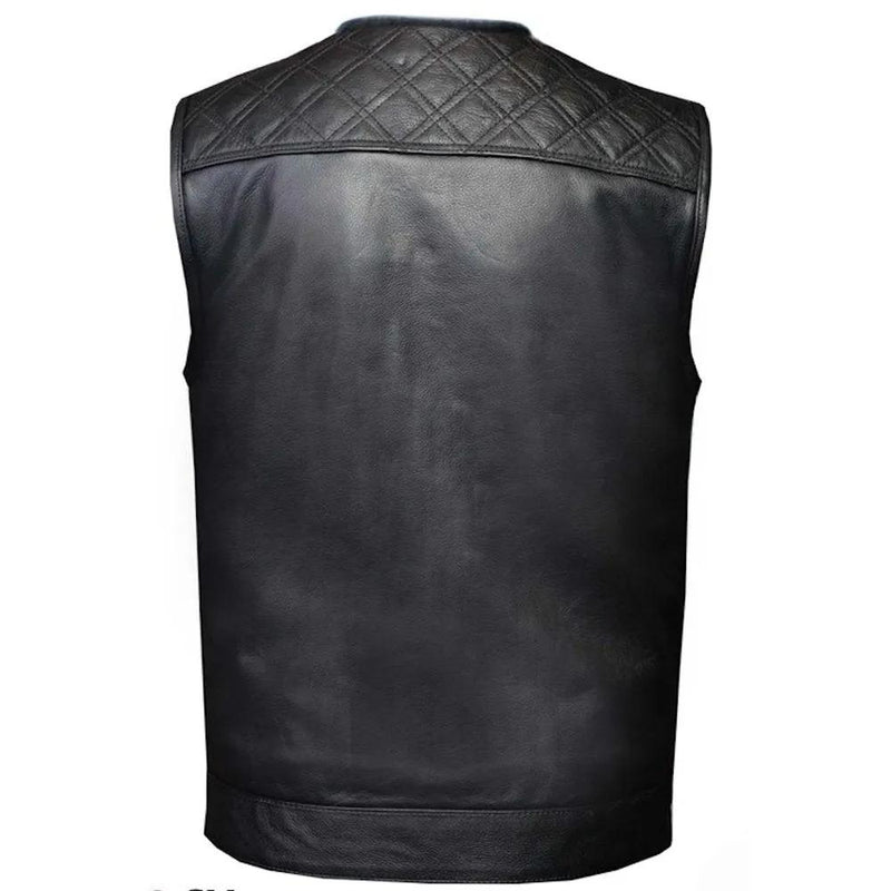 Diamond Lowcut – Men’s Diamond Stitch Leather Vest with Bold Style
