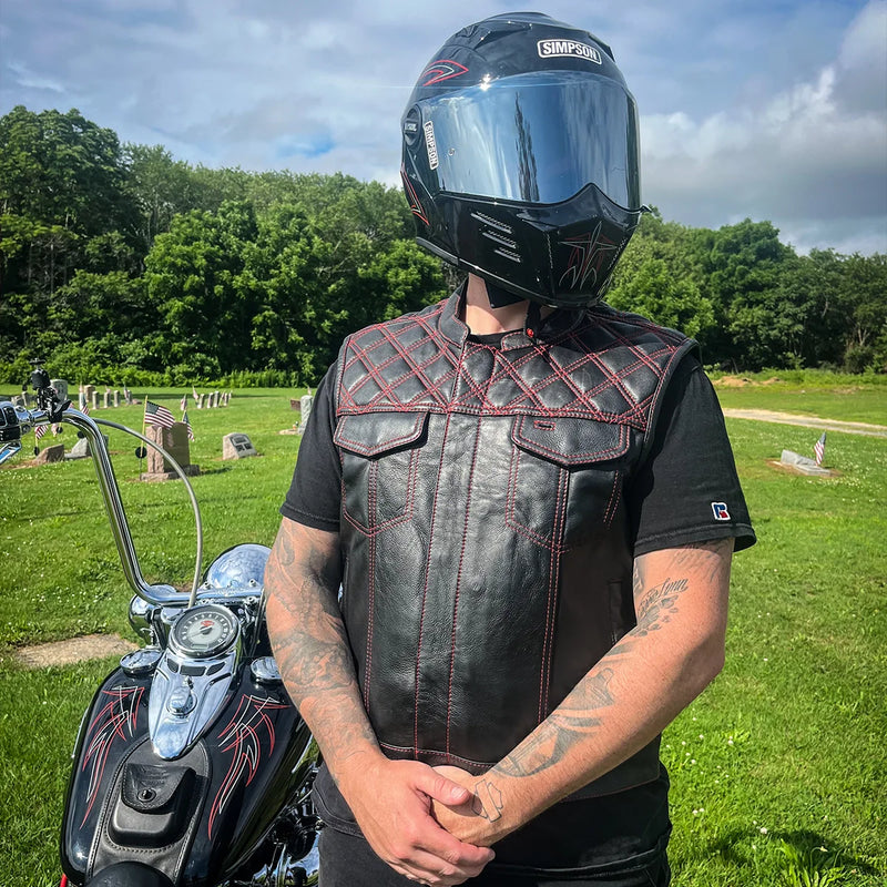 Downside Men's Motorcycle Leather Vest