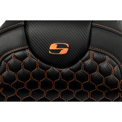 SADDLEMEN Roadsofa™ Seat - without Backrest - Honeycomb - Orange Stitch - Touring '23.5-'25