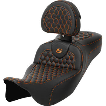 SADDLEMEN RoadSofa™ Extended Reach Seat - w/ Backrest - Hone - Orange