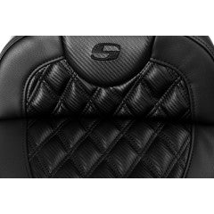 SADDLEMEN Roadsofa™ Seat - without Backrest - Heated - Lattice Stitch - Carbon Fiber - Touring '08-'24
