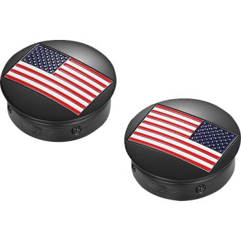 FIGURATI DESIGNS Swing Arm Covers - American Flag - Custom - Reversed - Black