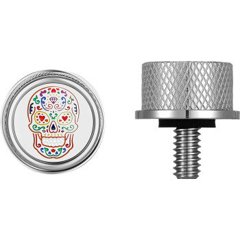 FIGURATI DESIGNS Seat Mounting Knob - Stainless Steel - Sugar Skull