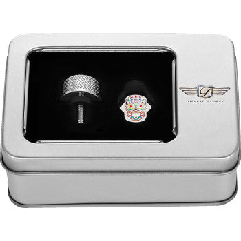 FIGURATI DESIGNS Seat Mounting Knob - Stainless Steel - Sugar Skull