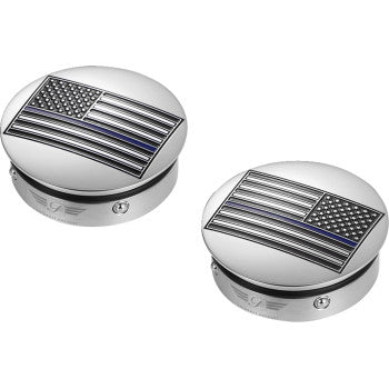 FIGURATI DESIGNS Swing Arm Covers - Blue Line American Flag - Custom - Reversed