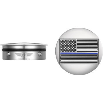 FIGURATI DESIGNS Swing Arm Covers - Blue Line American Flag - Custom - Reversed