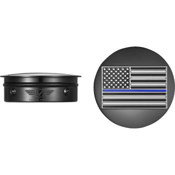 FIGURATI DESIGNS Swing Arm Covers - Blue Line American Flag - Custom - Black - Reversed