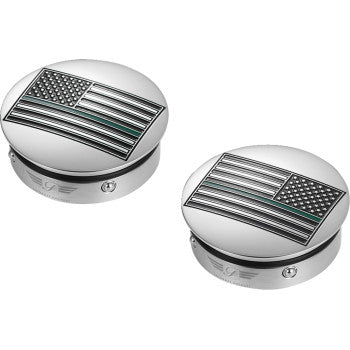 FIGURATI DESIGNS Swing Arm Covers - Green Line American Flag - Custom - Reversed