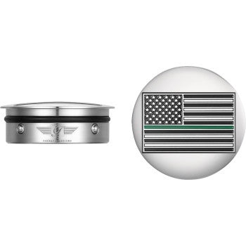 FIGURATI DESIGNS Swing Arm Covers - Green Line American Flag - Custom - Reversed