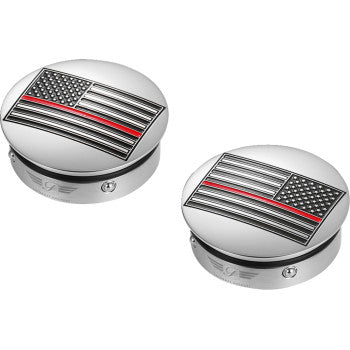 FIGURATI DESIGNS Swing Arm Covers - Red Line American Flag - Custom - Reversed