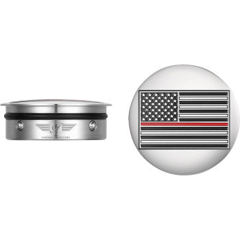 FIGURATI DESIGNS Swing Arm Covers - Red Line American Flag - Custom - Reversed