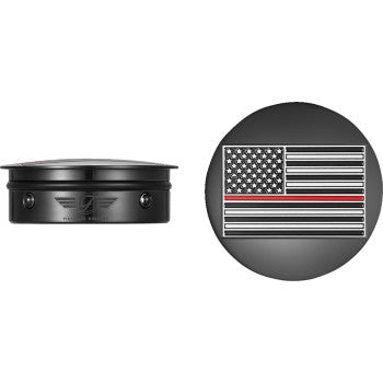 FIGURATI DESIGNS Swing Arm Covers - Red Line American Flag - Custom - Black - Reversed