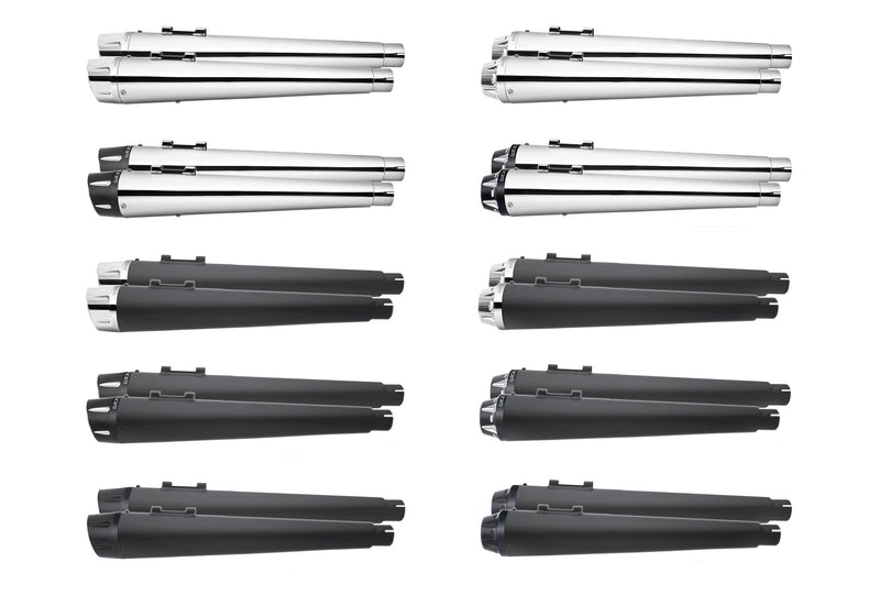 HARLEY TOURING AMERICAN OUTLAW & COMBAT FLUTED 4.5" MEGAPHONE SLIP-ONS BUNDLE 1995-PRESENT