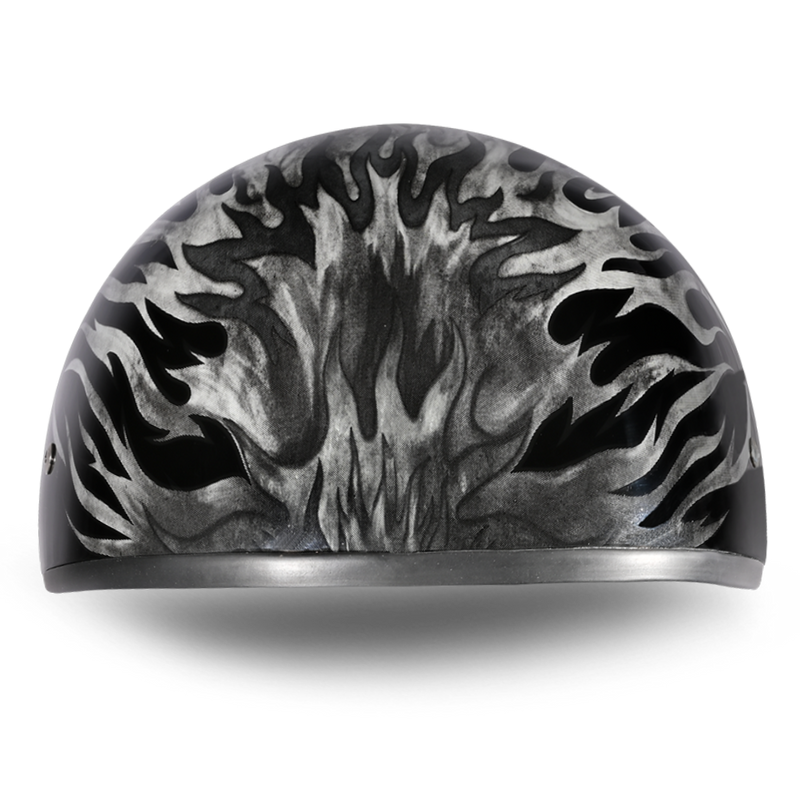 DOT Approved Daytona Motorcycle Half Face Helmet - Skull Cap Graphics for Men & Women, Scooters, ATVs, UTVs & Choppers - W/ Ignite Grey