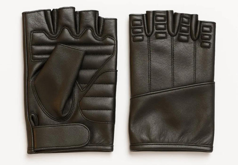 Mens Fingerless Leather Gloves