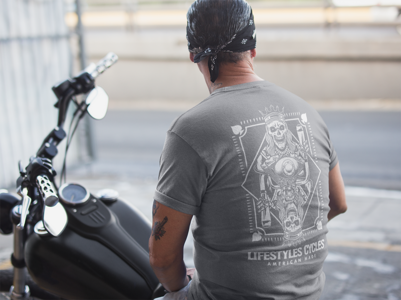 LIFESTYLE CYCLES LIFESTYLE CYCLES Mens Playing Card Tee Shirt - Grey