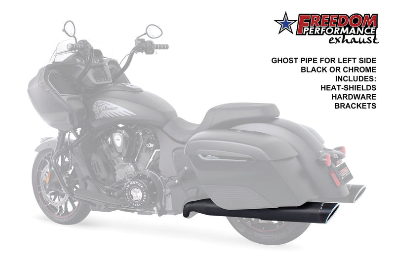 FREEDOM EXHAUST INDIAN CHIEFTAIN / ROADMASTER / SPRINGFIELD / CHALLENGER/ PURSUIT W/ HARD BAGS 2-INTO-1 "LEFT-SIDE ONLY" GHOST PIPE 2014-PRESENT