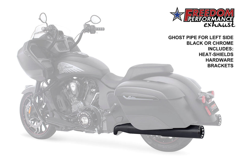 FREEDOM EXHAUST INDIAN CHIEFTAIN / ROADMASTER / SPRINGFIELD / CHALLENGER/ PURSUIT W/ HARD BAGS 2-INTO-1 "LEFT-SIDE ONLY" GHOST PIPE 2014-PRESENT