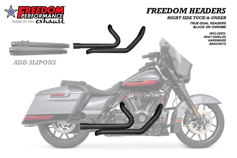 FREEDOM EXHAUST -  TOURING RIGHT SIDE TUCK & UNDER TRUE-DUAL HEADERS