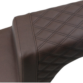 SADDLEMEN Step-Up Seat - Front Smooth/Rear Lattice Stitch - Brown - Indian '14-'24
