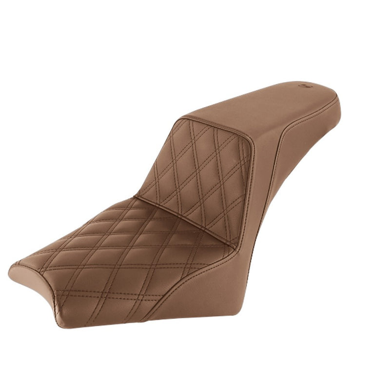 SADDLEMEN Step-Up Seat - Front Lattice Stitch/Rear Smooth - Brown - Scout '18-'24