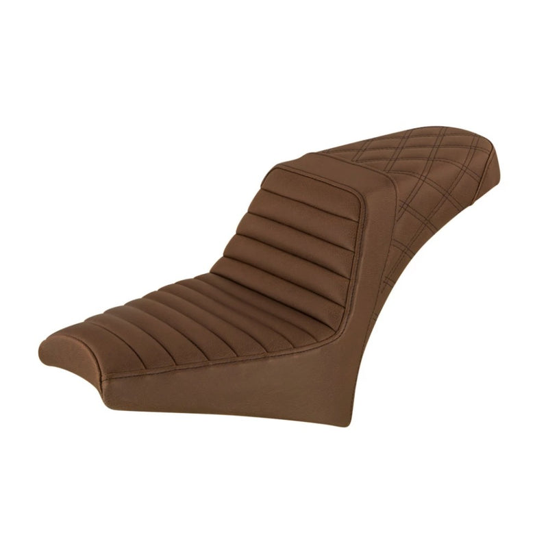 SADDLEMEN Step-Up Seat - Front Tuck-n-Roll/Rear Lattice Stitch - Brown - Scout '18-'24