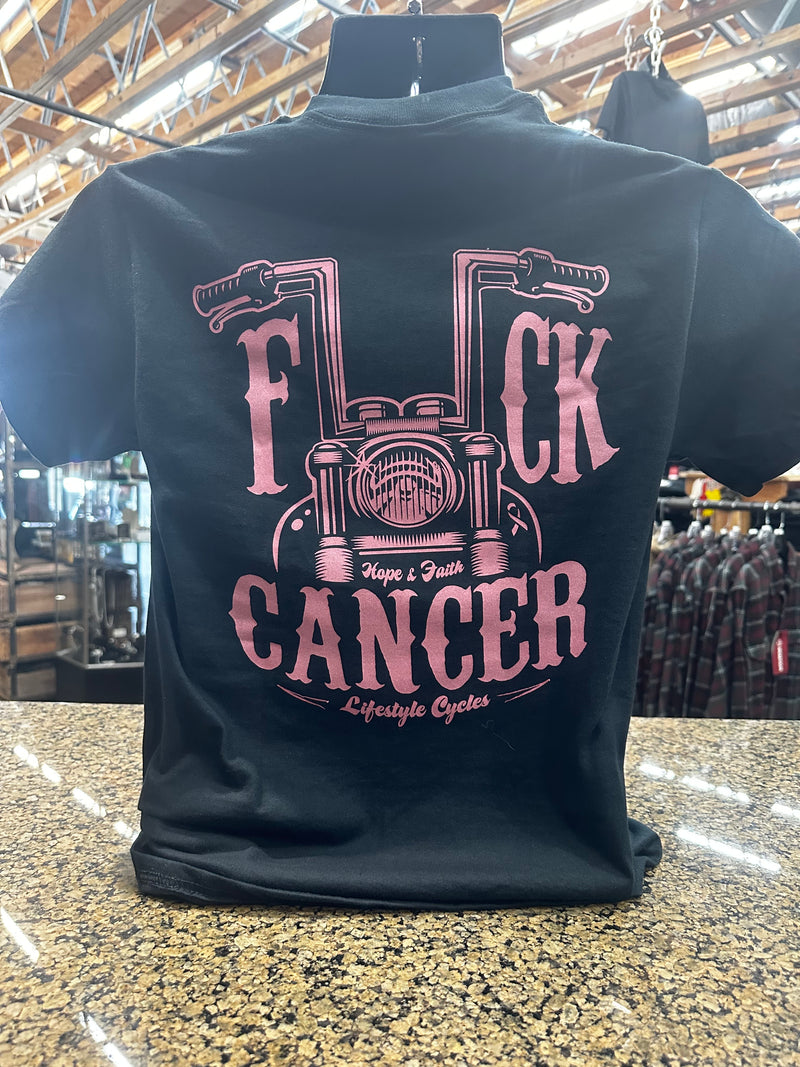 LIFESTYLE CYCLES F*ck Cancer Mens Short Sleeve Shirt - Pink