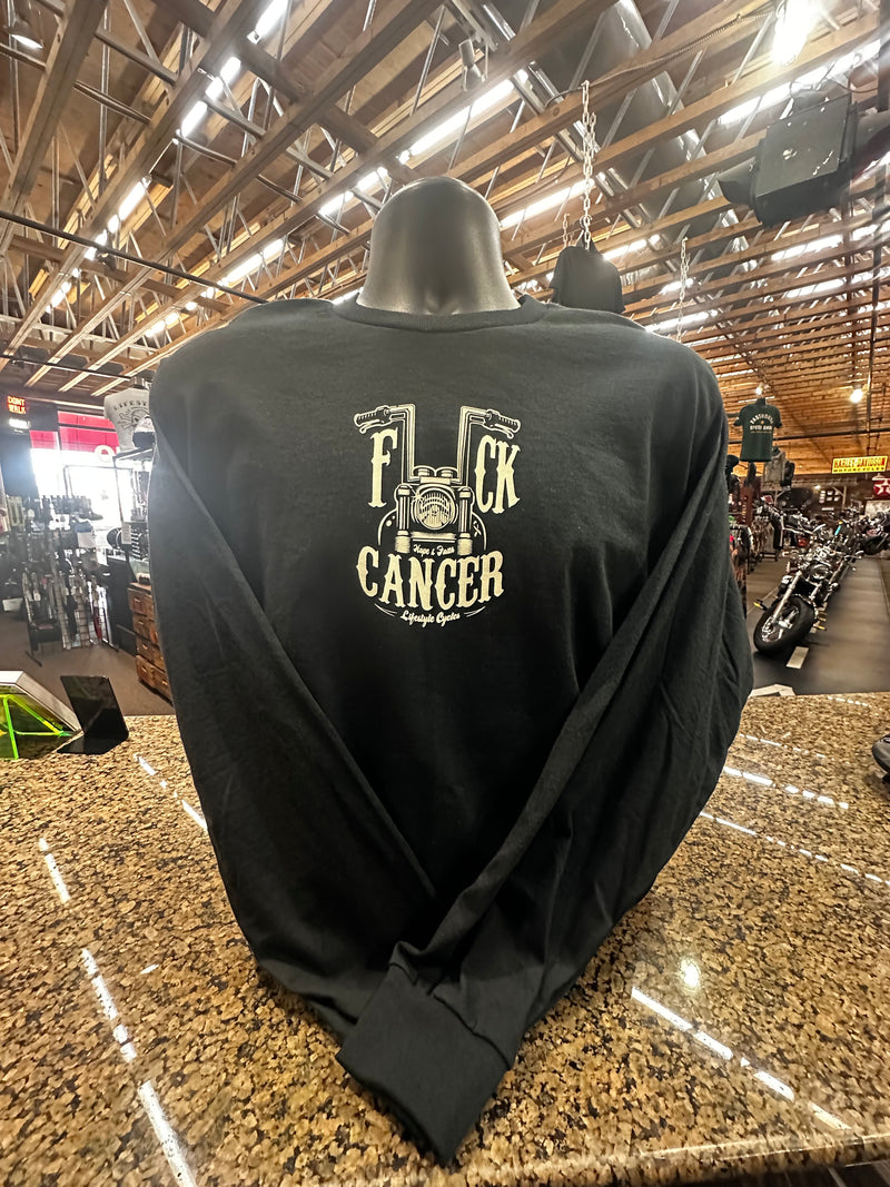 LIFESTYLE CYCLES F*ck Cancer Mens Black Long Sleeve