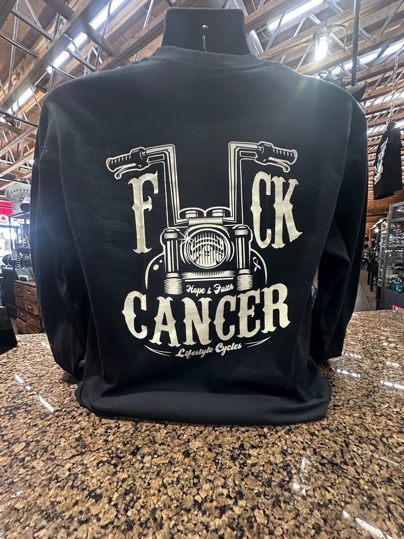 LIFESTYLE CYCLES F*ck Cancer Mens Black Long Sleeve