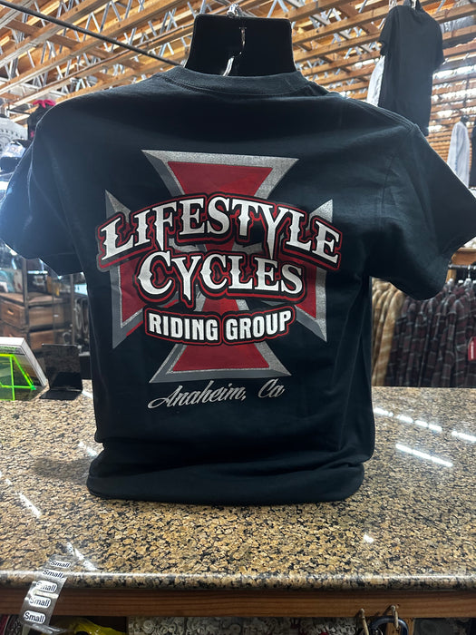 LIFESTYLE CYCLES Black rididng group shirt Lifestyle Cycles