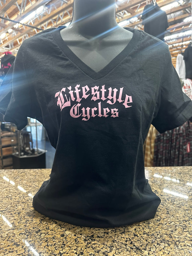 LIFESTYLE CYCLES womens pink heart v neck shirt
