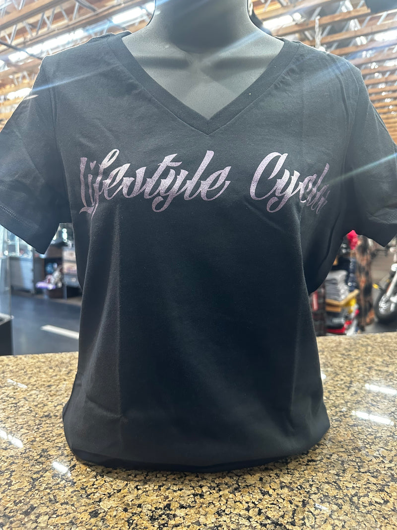 LIFESTYLE CYCLES womens purple heart v neck