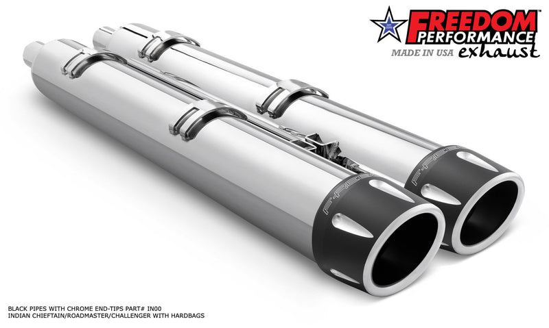 FREEDOM EXHAUST INDIAN 4" SLIP-ONS FOR CHIEFTAIN / ROADMASTER / CHALLENGER / PURSUIT WITH HARD BAGS
