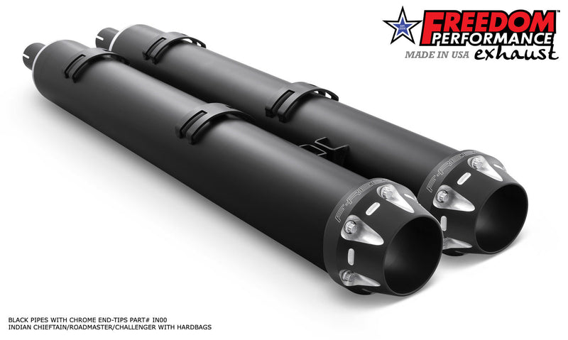 FREEDOM EXHAUST INDIAN 4" SLIP-ONS FOR CHIEFTAIN / ROADMASTER / CHALLENGER / PURSUIT WITH HARD BAGS