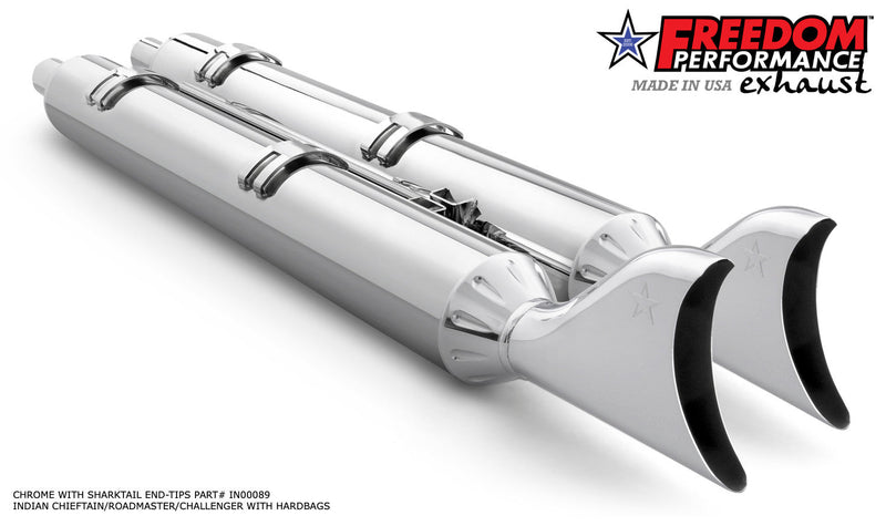 FREEDOM EXHAUST INDIAN 4" SLIP-ONS FOR CHIEFTAIN / ROADMASTER / CHALLENGER / PURSUIT WITH HARD BAGS