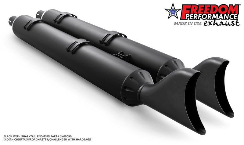FREEDOM EXHAUST INDIAN 4" SLIP-ONS FOR CHIEFTAIN / ROADMASTER / CHALLENGER / PURSUIT WITH HARD BAGS
