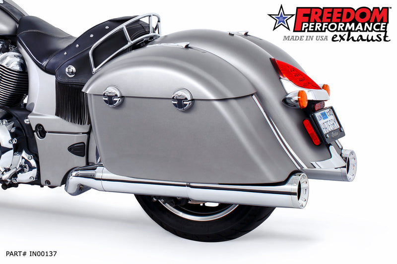 FREEDOM EXHAUST INDIAN CHIEFTAIN / ROADMASTER / SPRINGFIELD / CHALLENGER/ PURSUIT W/ HARD BAGS 2-INTO-1 "LEFT-SIDE ONLY" GHOST PIPE 2014-PRESENT