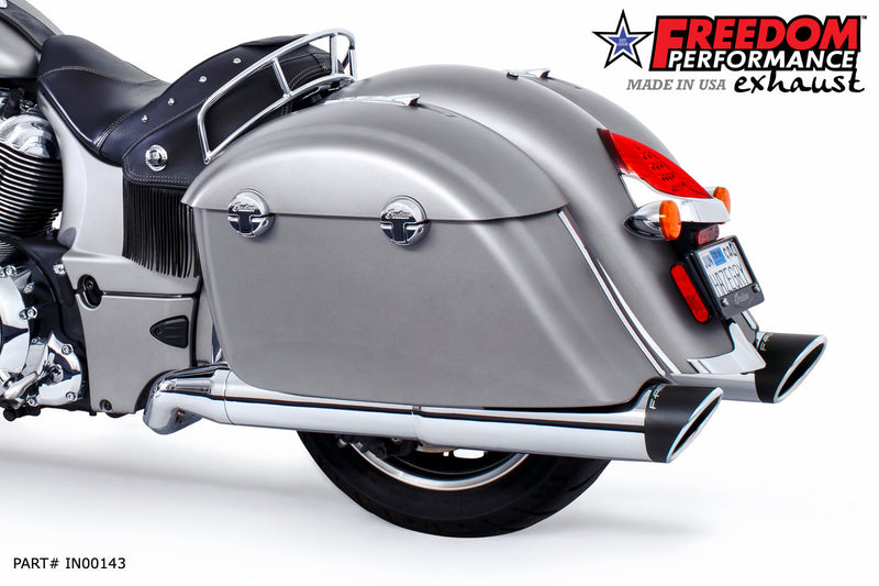 FREEDOM EXHAUST INDIAN CHIEFTAIN / ROADMASTER / SPRINGFIELD / CHALLENGER/ PURSUIT W/ HARD BAGS 2-INTO-1 "LEFT-SIDE ONLY" GHOST PIPE 2014-PRESENT