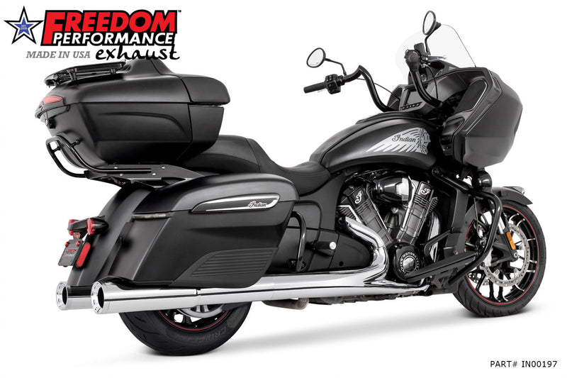 INDIAN 4.5" 2-STEP SLIP-ONS ONLY FOR CHALLENGER / PURSUIT / CHIEFTAIN / SPRINGFIELD / ROADMASTER BAGGERS (SPECIAL ORDER)